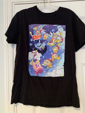 Nintendo Kirby Crew Black Short-Sleeve Tee with Colorful Print
